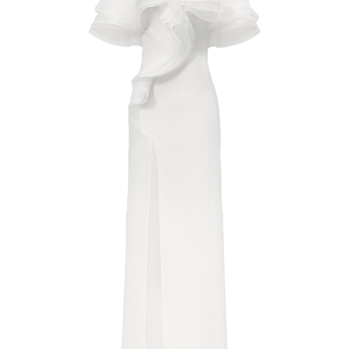 Camellia Slit Off-Shoulder Cotton Floor Length Dress