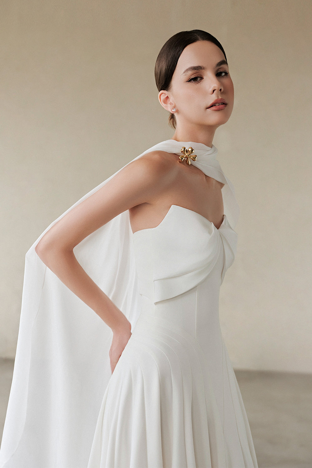 Habiba Cape Sleeve Draped Maxi Dress