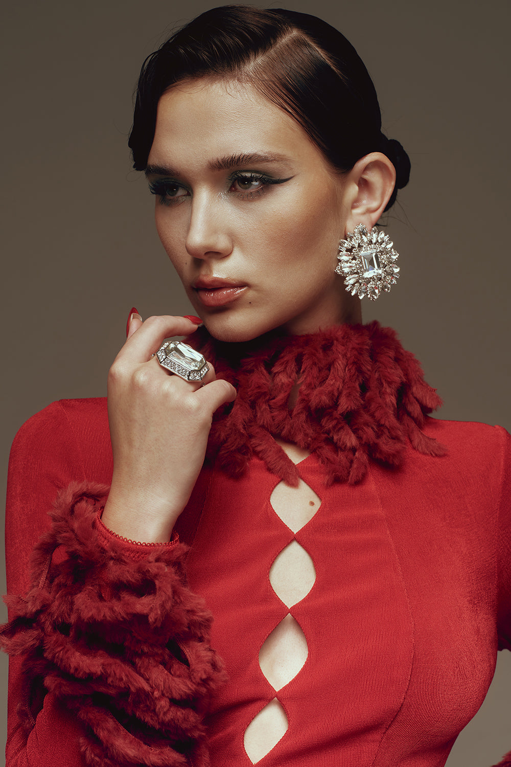 Nickie Turtle Neck Ruffle Mini Dress