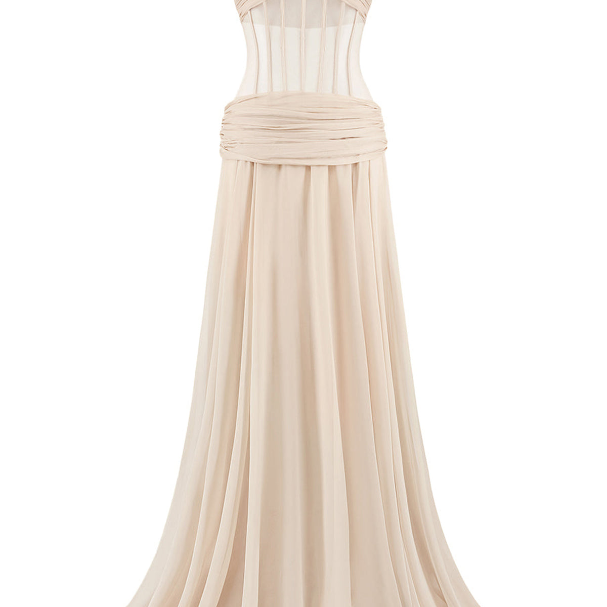 Mckinley Fit and Flare Corset Waist Chiffon Extra Long Length Dress