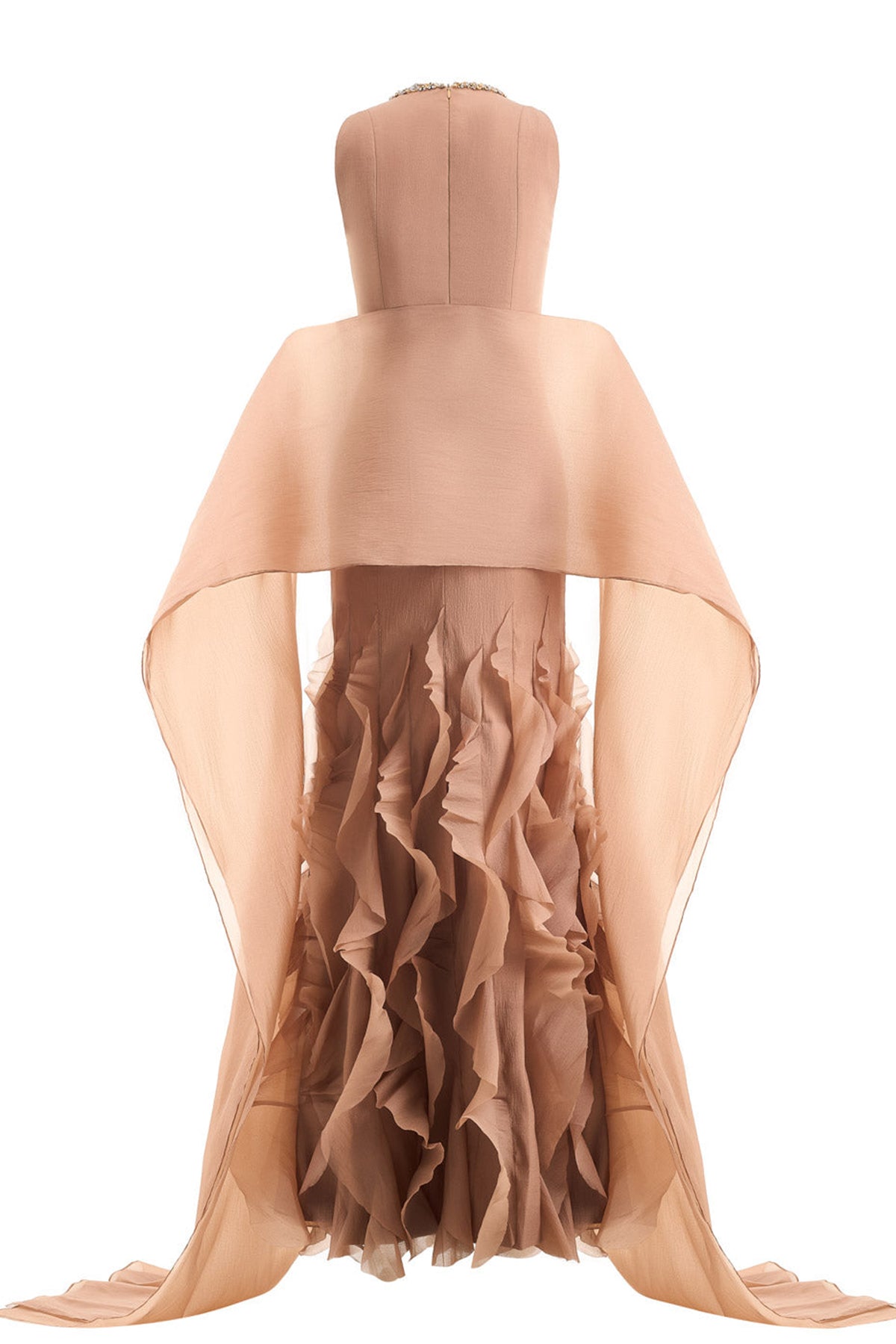 Potter Mermaid Jewel Neck Organza Floor Length Dress