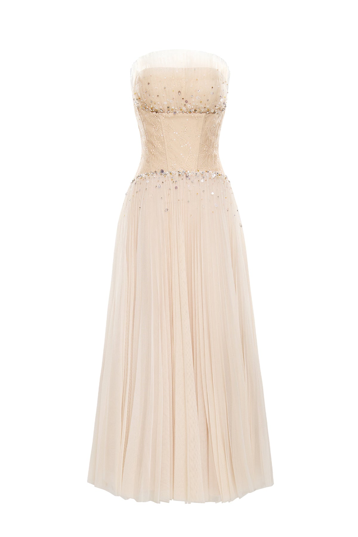 Serenya A-line Ruffled Chantilly Lace Midi Dress