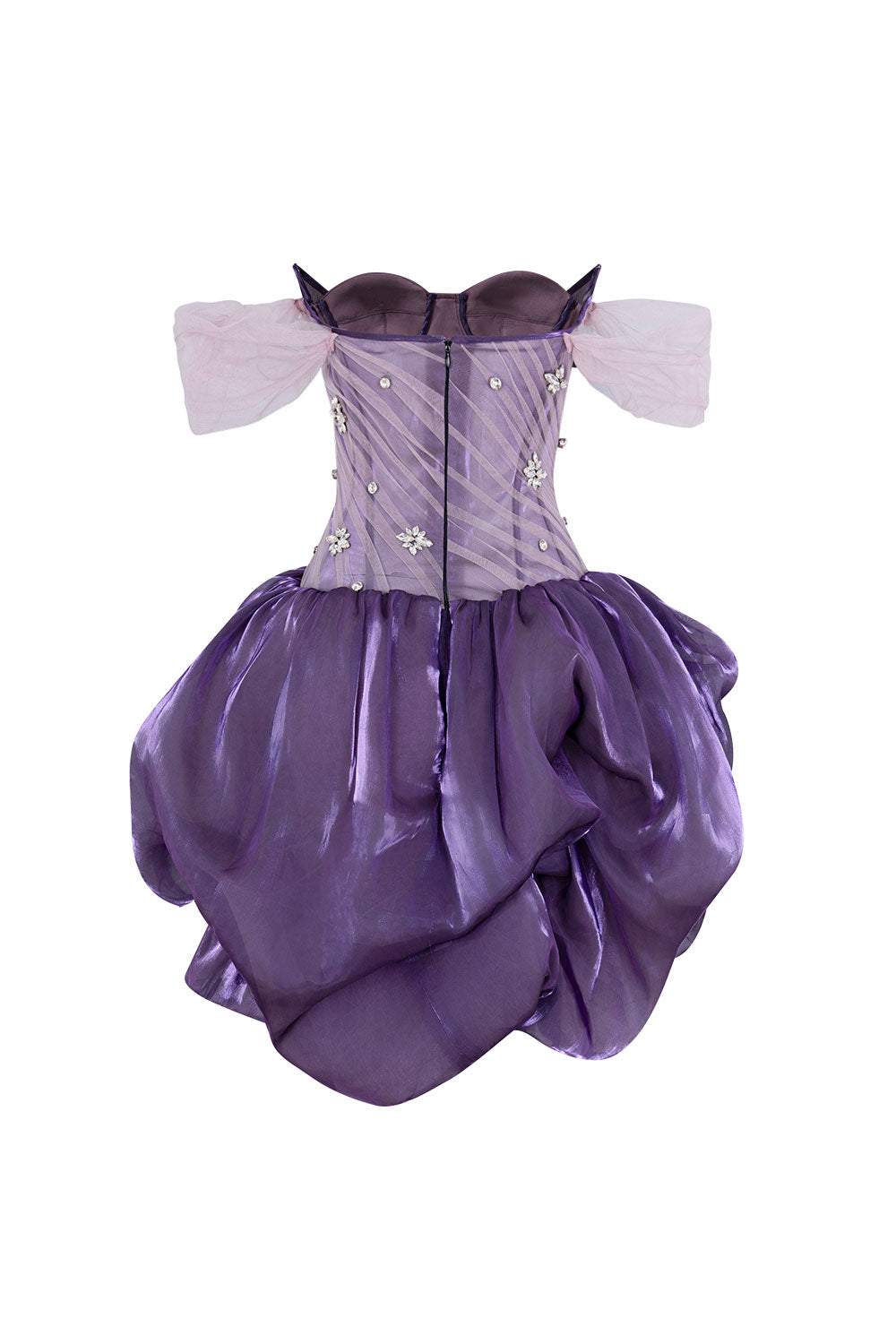 Fireball Puffy Off-Shoulder Organza Mini Dress