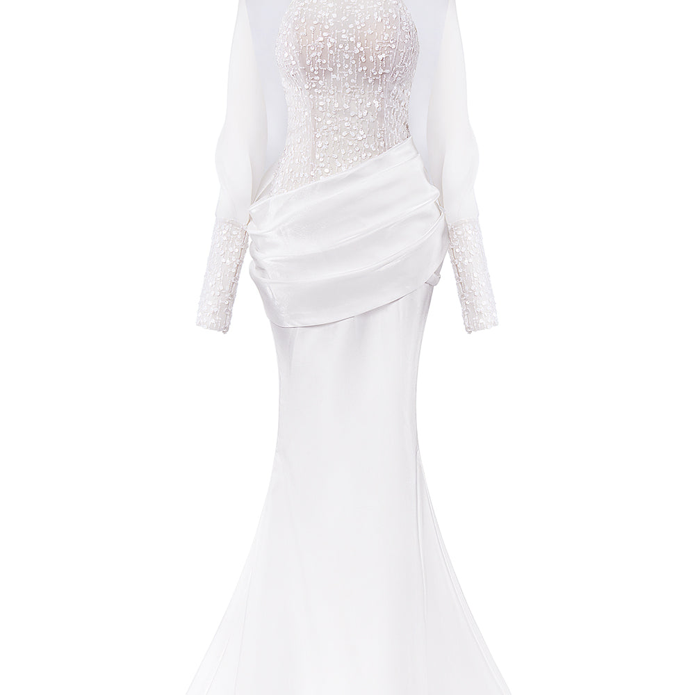 Elisora Mermaid Sequin Mesh Taffeta Floor Length Dress