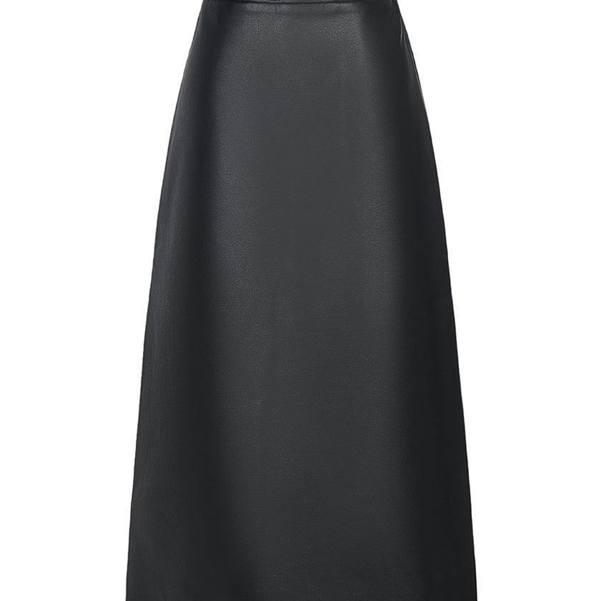 Chantel A-line Back Zipper Leather Midi Skirt