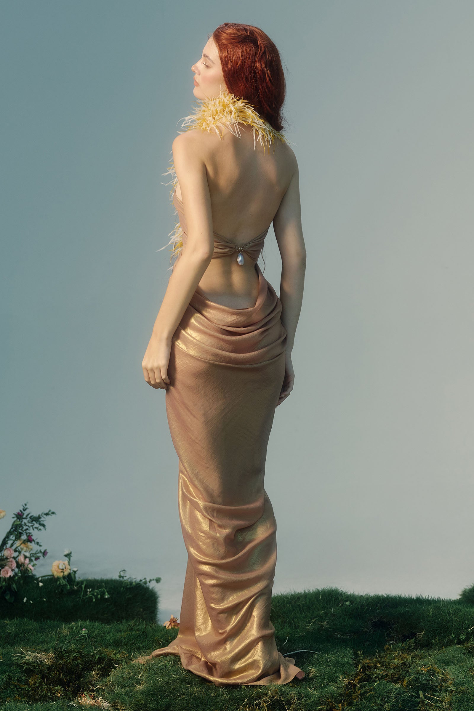Chryseis Feather Maxi Dress