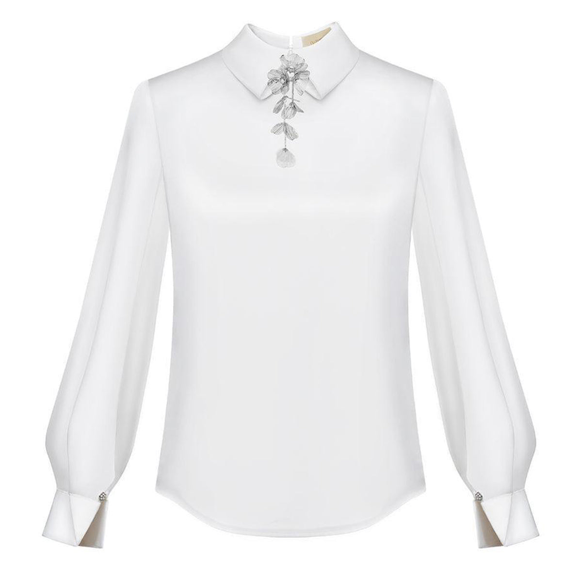 Lavinia Straight Collared Neck Polyester Silk Top