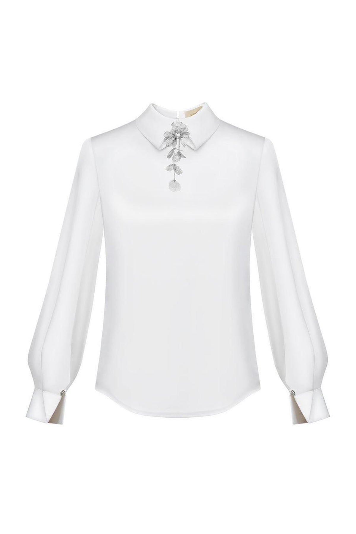 Lavinia Straight Collared Neck Polyester Silk Top