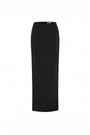 Vespera Straight Back Slit Twill Ankle Length Skirt