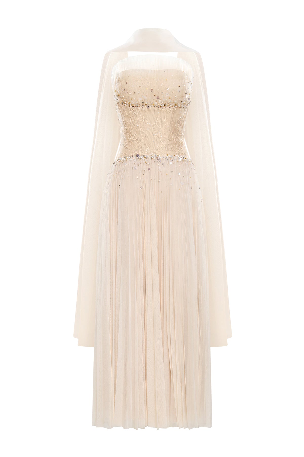 Serenya A-line Ruffled Chantilly Lace Midi Dress