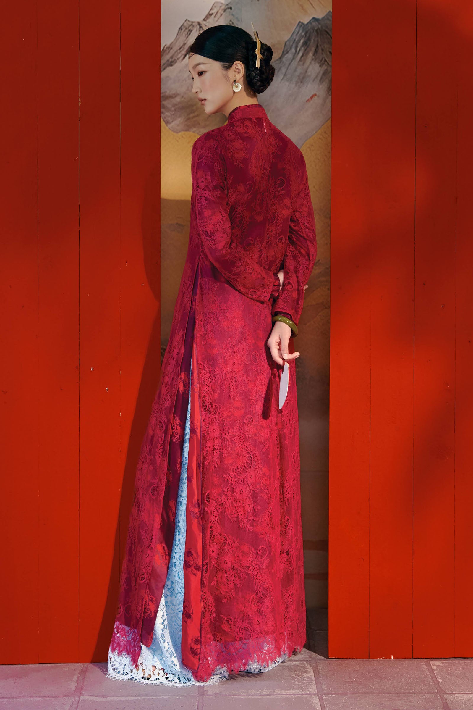 Nha Khue Lace Ao Dai Set