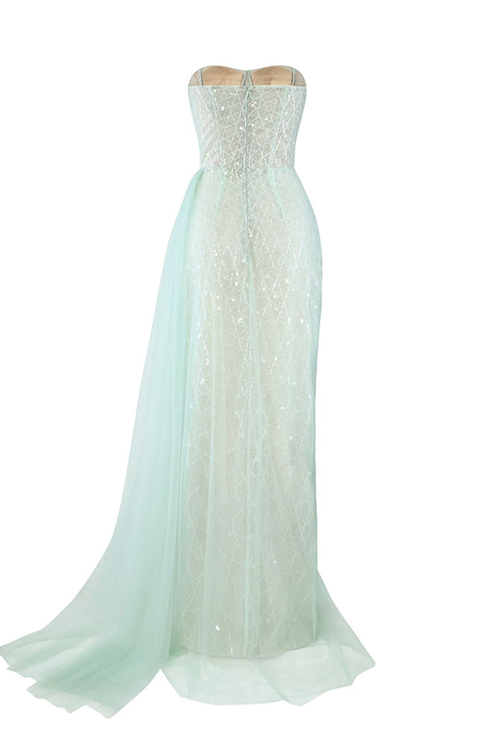 Lyrixa Asymmetric Cape Shoulder Mesh Sequin Floor Length Dress