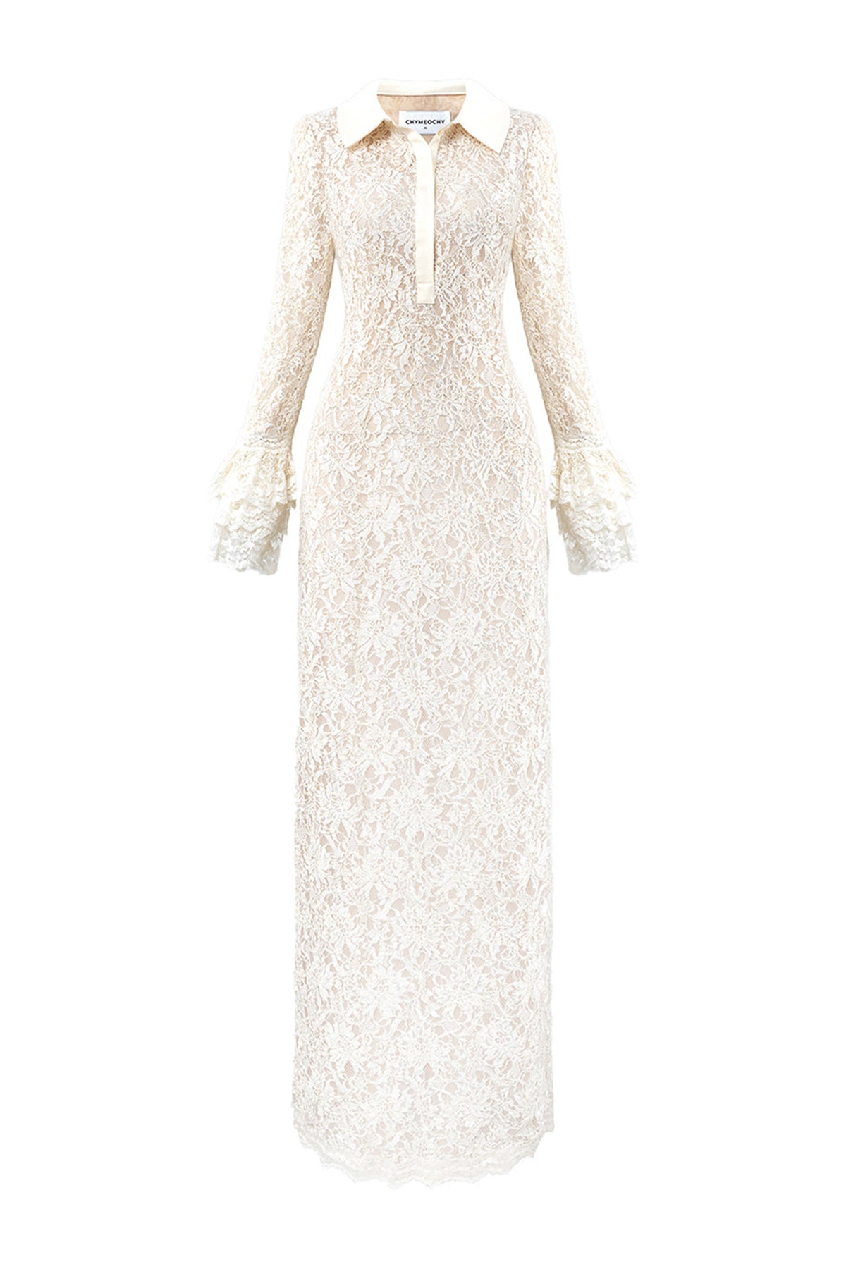 Callie Sheath Poet Sleeved Lace Maxi Dress