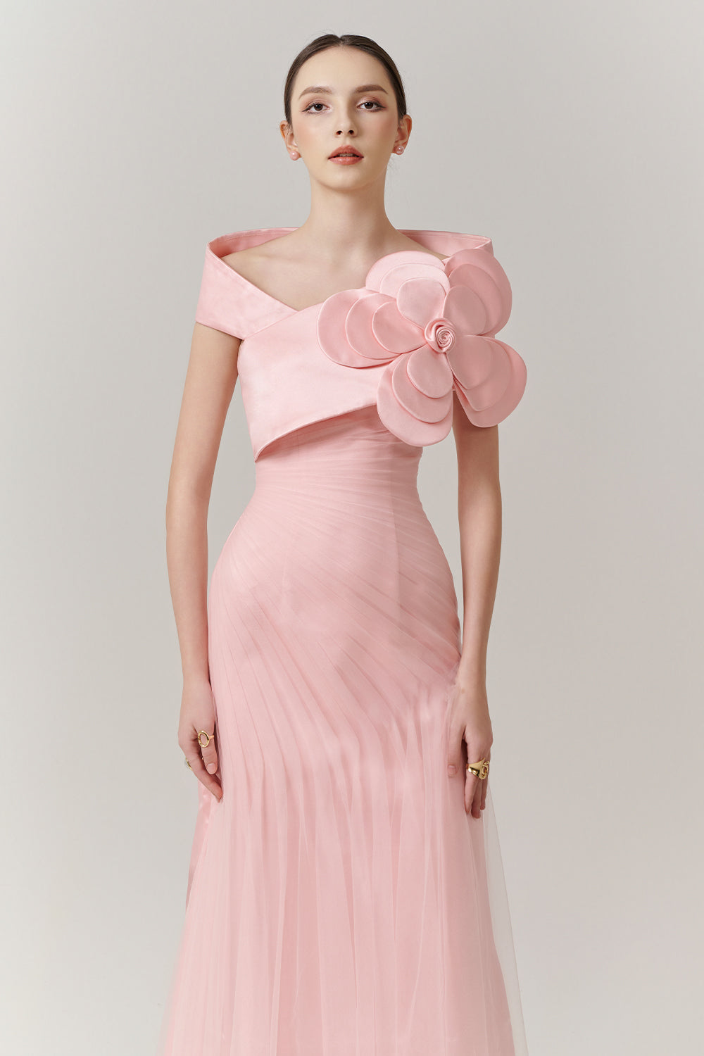 Mireille Off-Shoulder Applique Maxi Dress