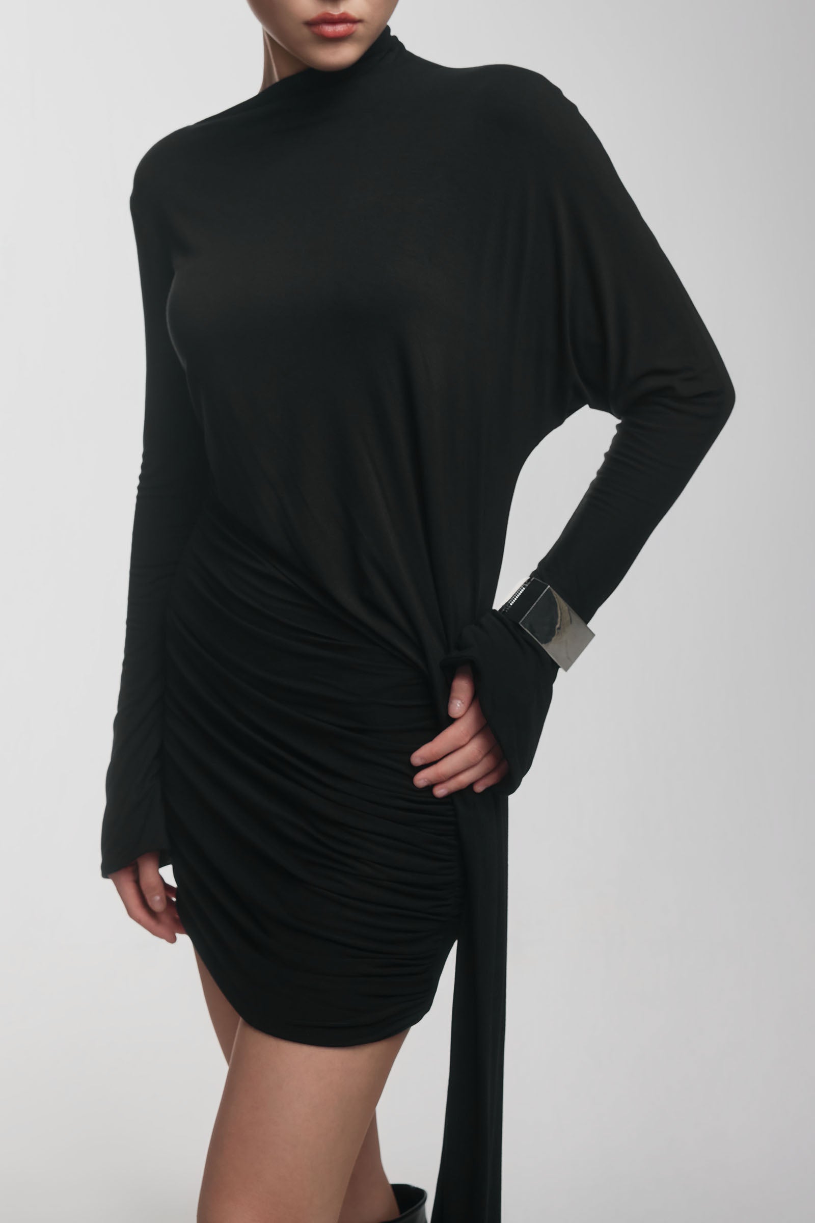 Arche Bodycon Gathering Mini Dress