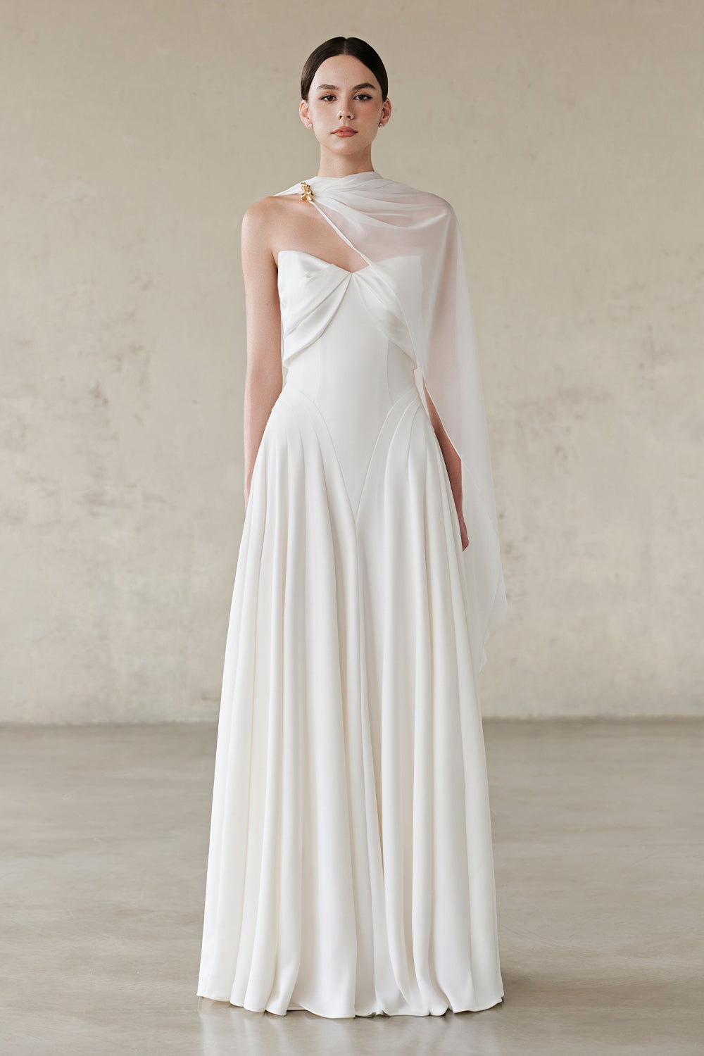 Habiba Cape Sleeve Draped Maxi Dress