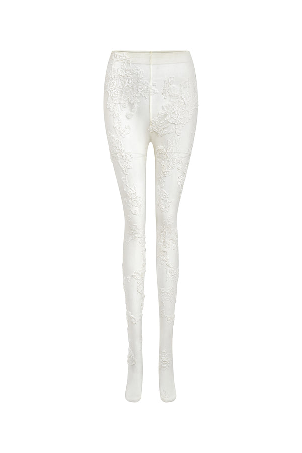 Floral Straight Embroidered Lace Floor Length Tights