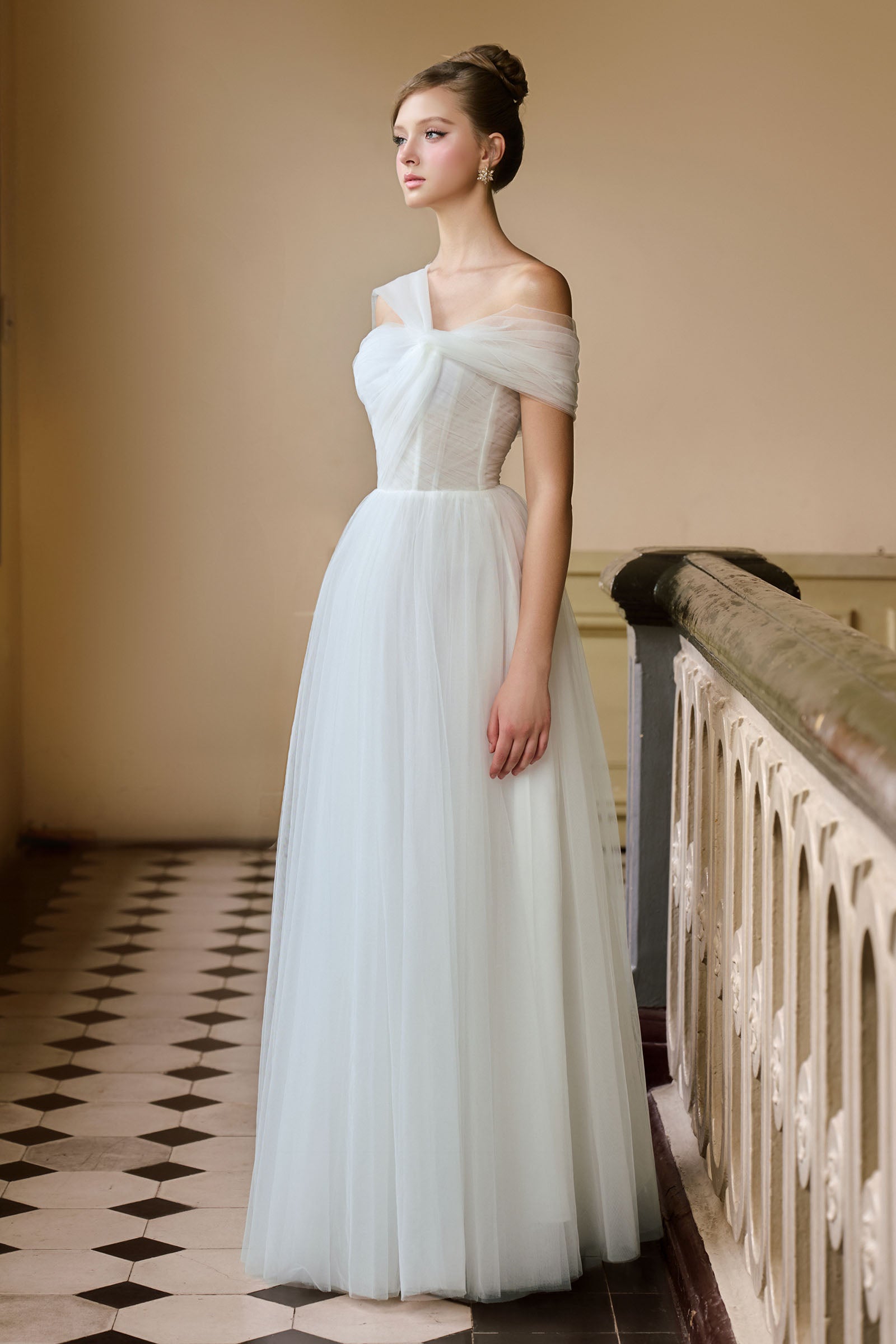 Margaret Asymmetric Neck Maxi Dress