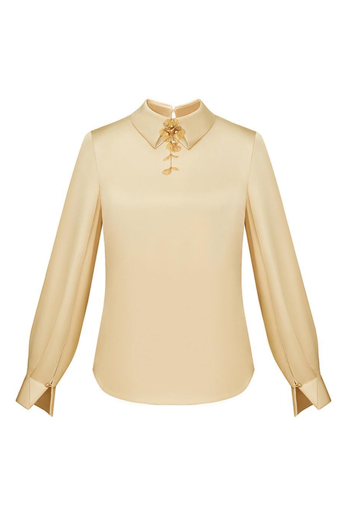 Lavinia Straight Collared Neck Polyester Silk Top