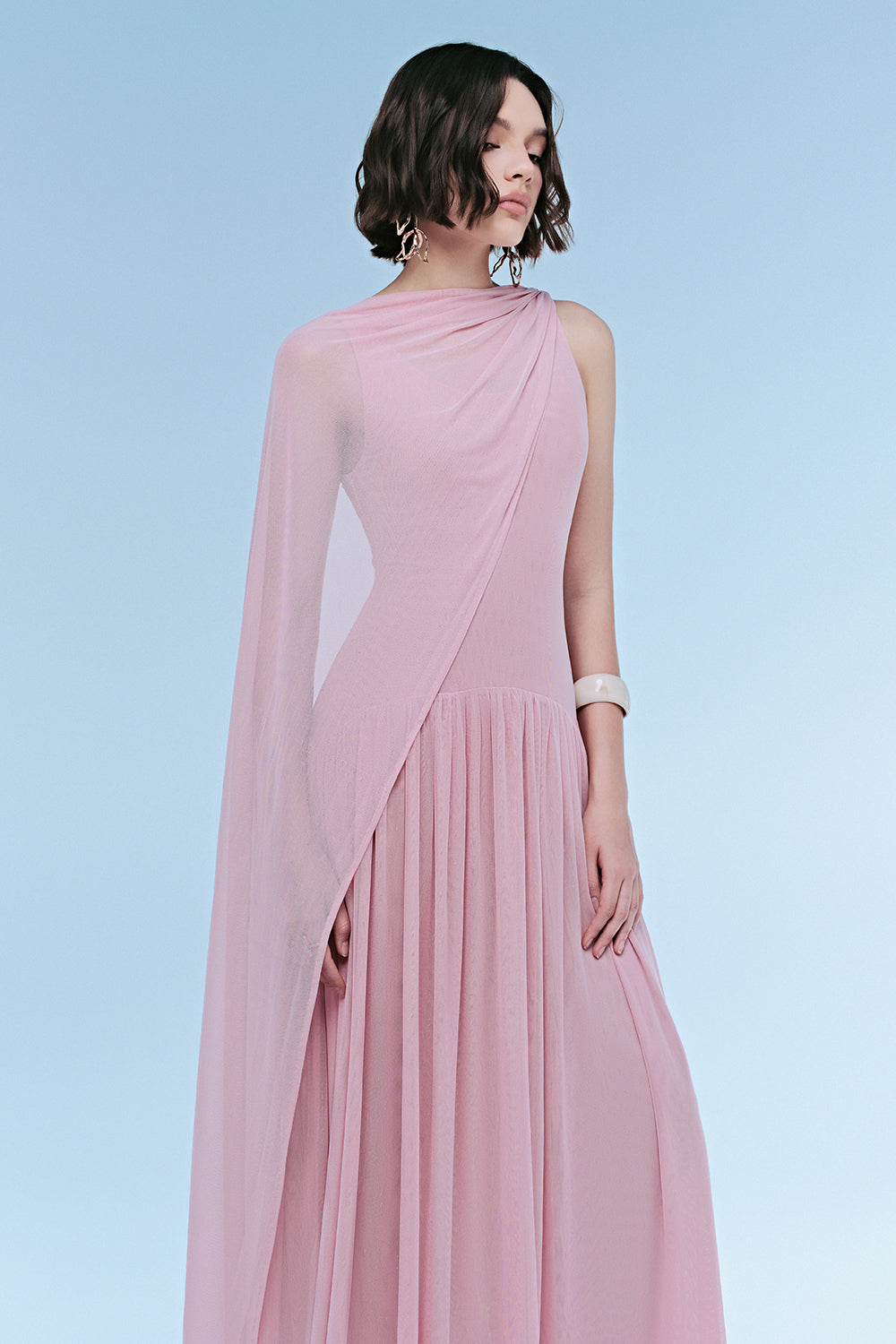 Dahlia Asymmetric Sleeve Maxi Dress