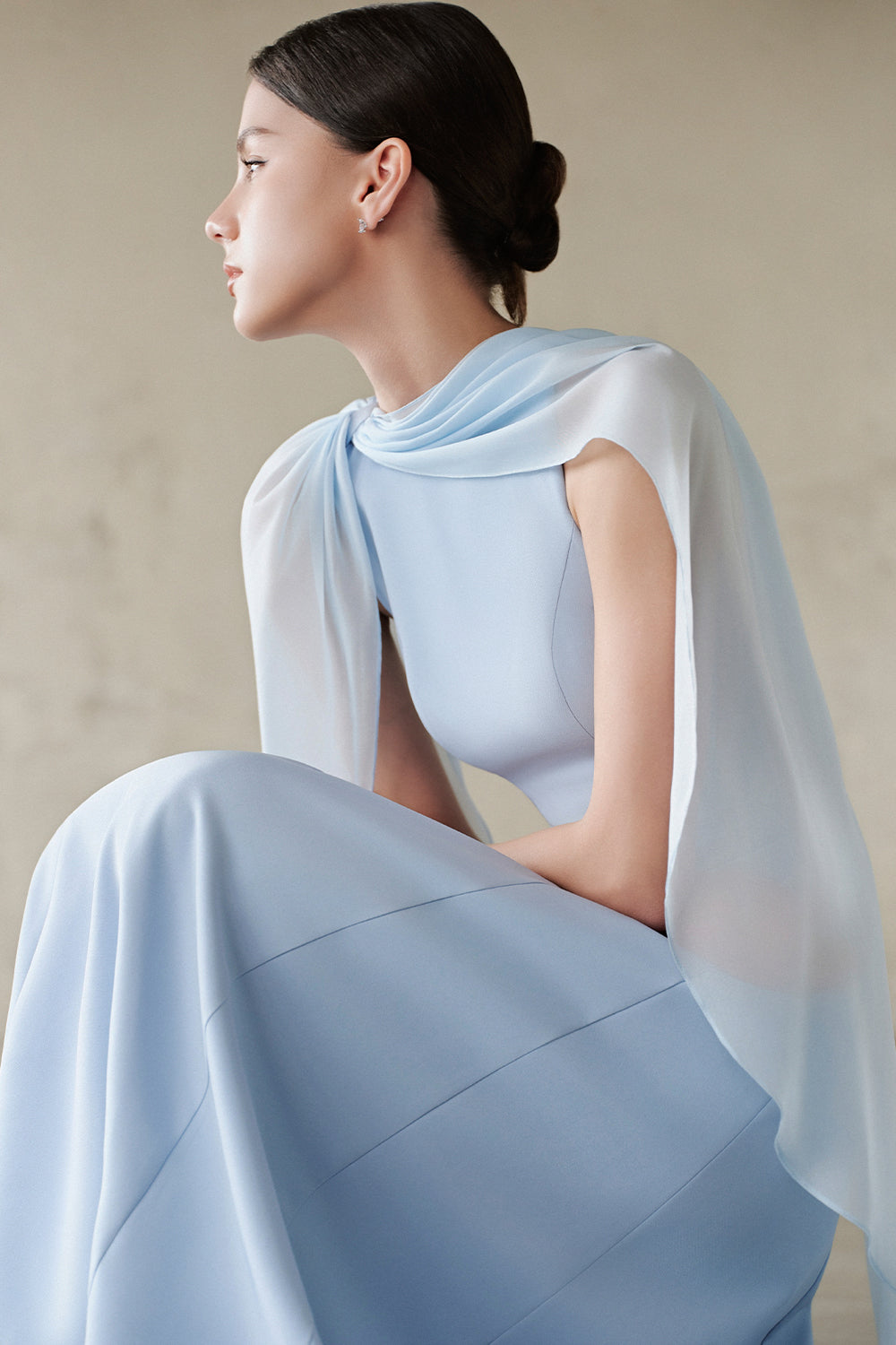 Sera Cape Sleeve Cotton Midi Dress