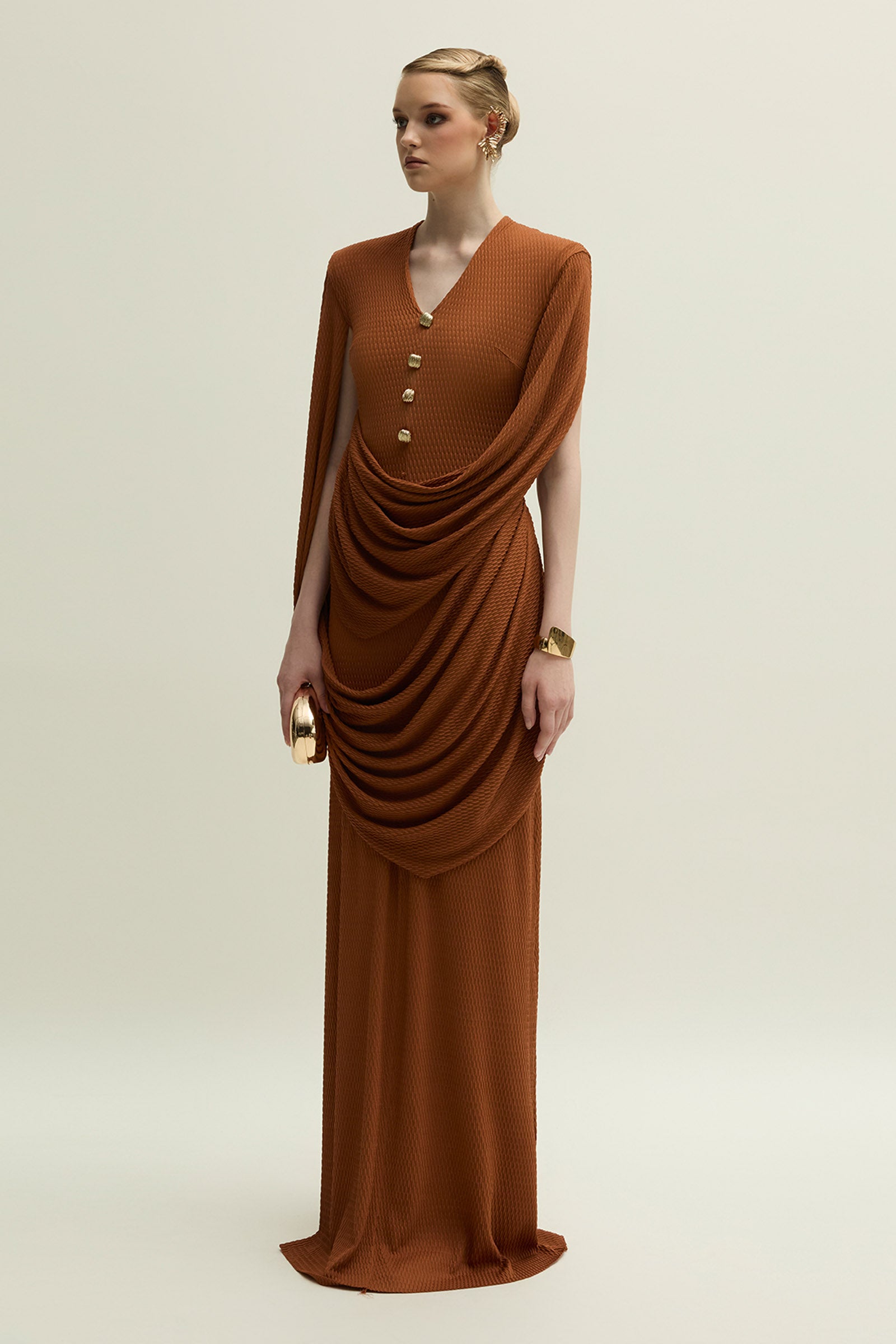Marly Split Sleeve Draped Maxi Dress