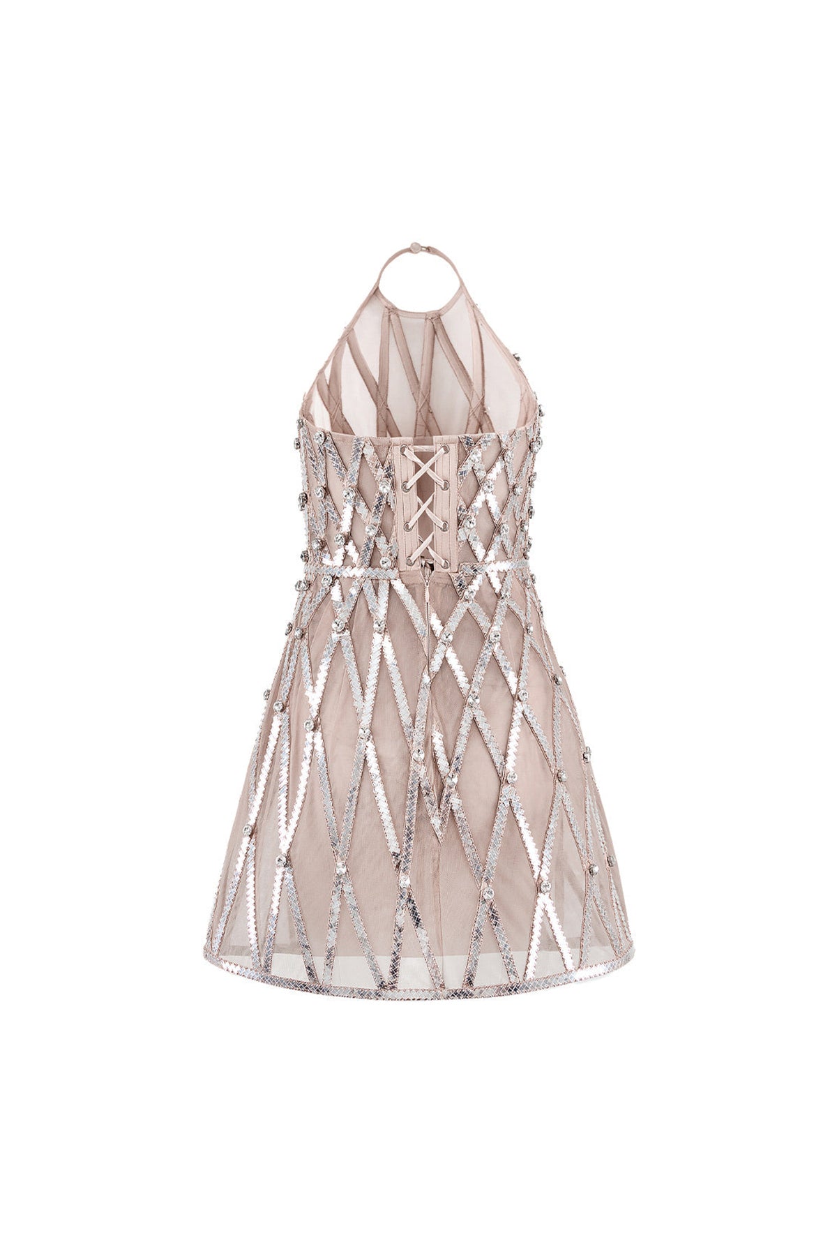 Marilyn A-line Halter Neck Mesh Mini Dress