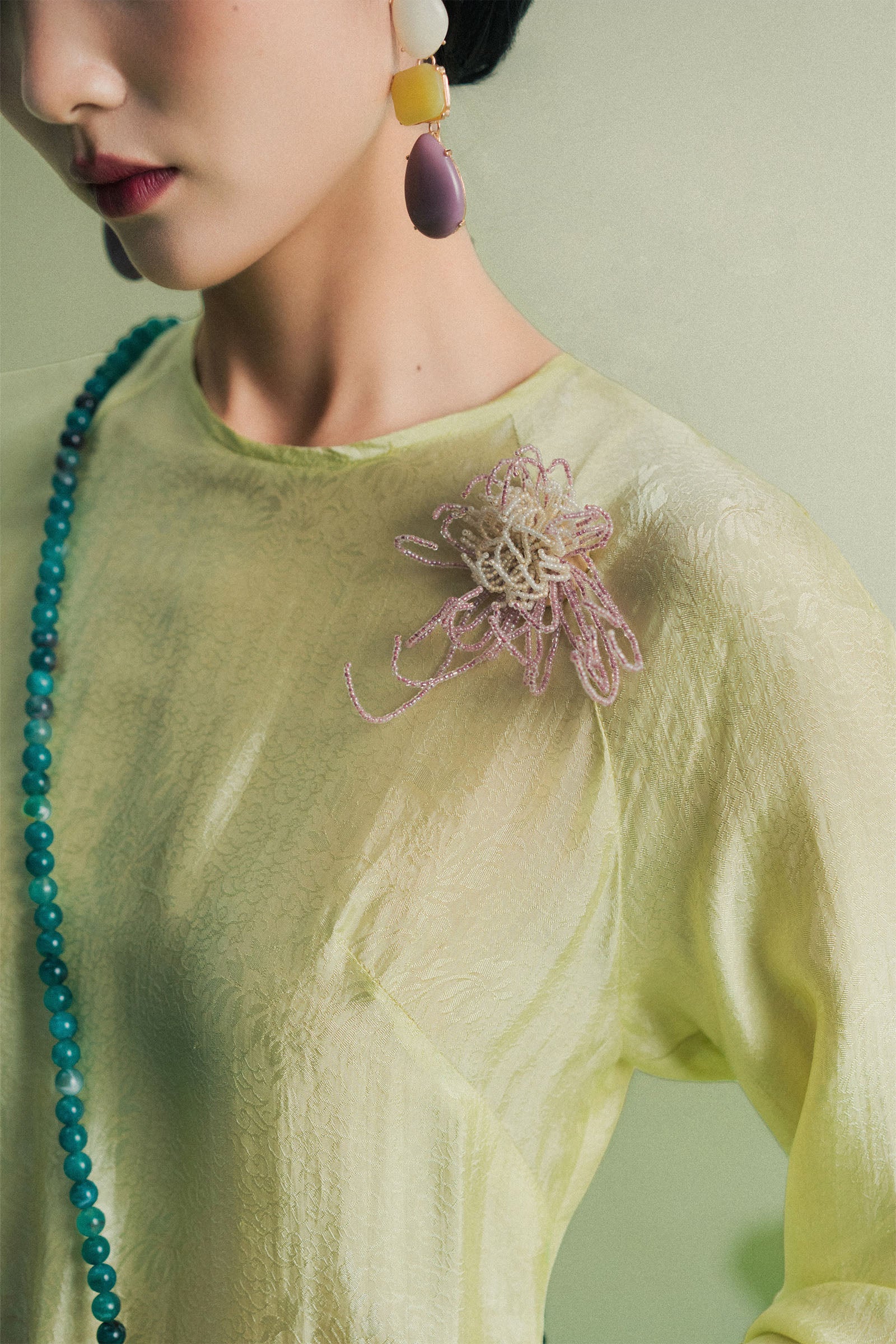 Lan Kim Round Neck Ao Dai Set