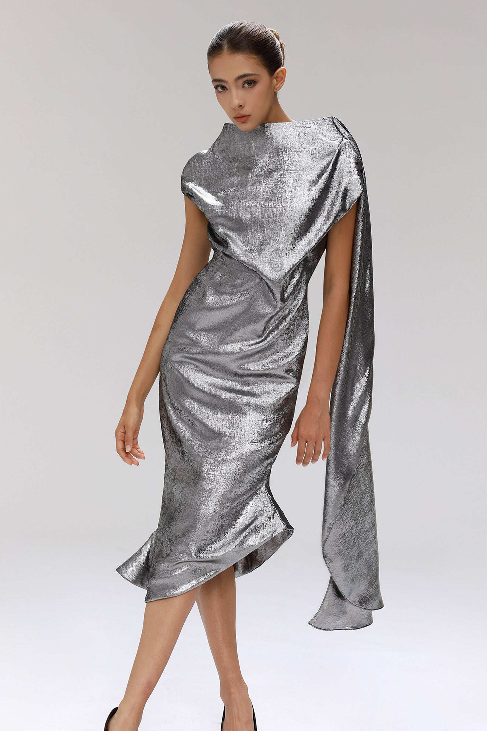 Selenophile Draped Midi Dress