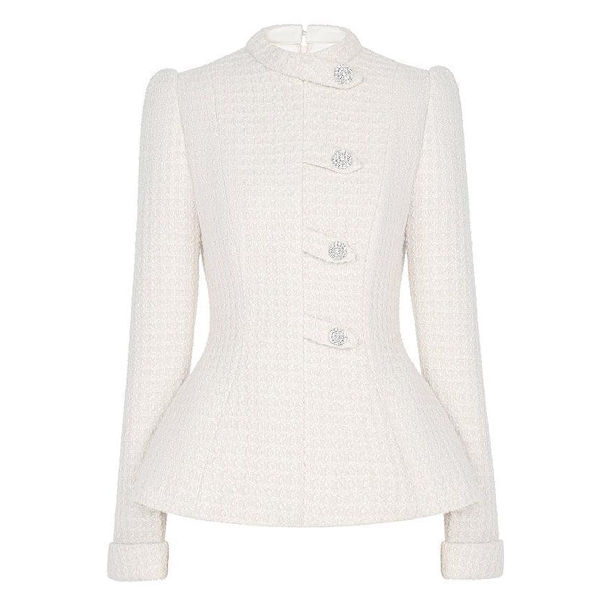 Blanche Peplum Long Sleeved Tweed Top