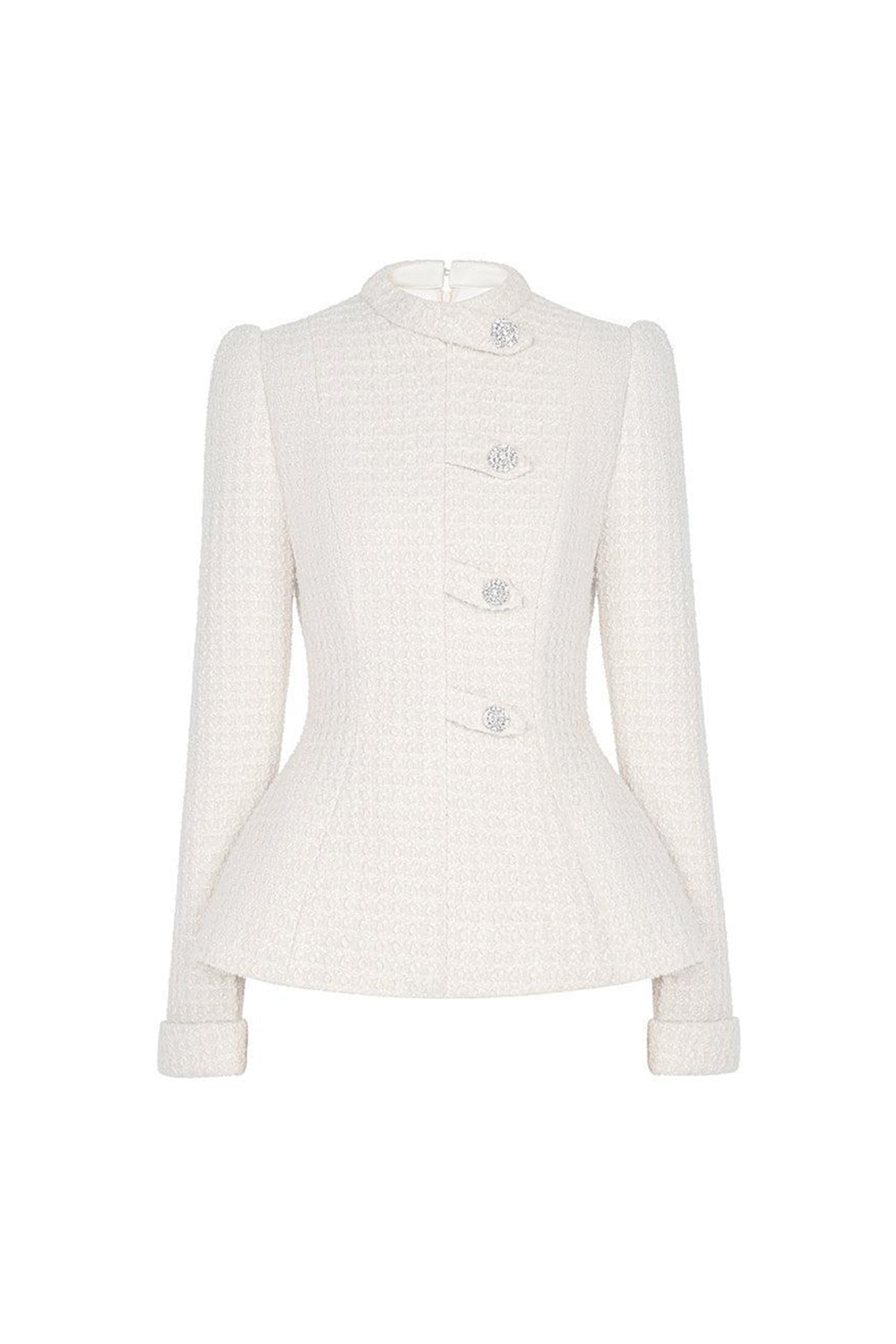 Blanche Peplum Long Sleeved Tweed Top