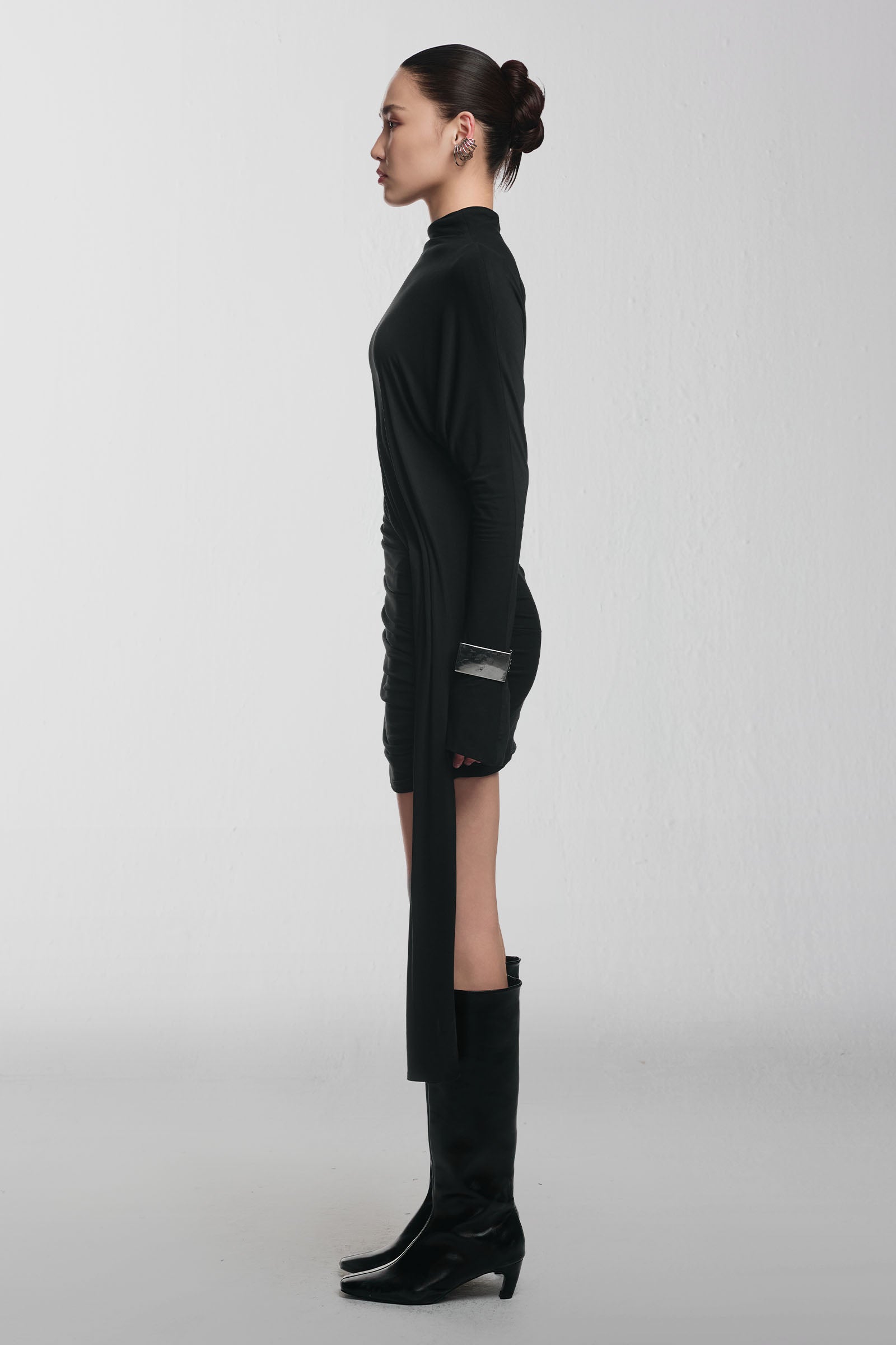 Arche Bodycon Gathering Mini Dress