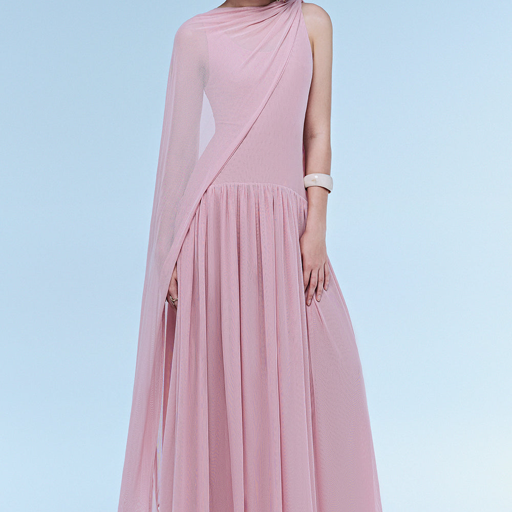 Dahlia Asymmetric Sleeve Maxi Dress