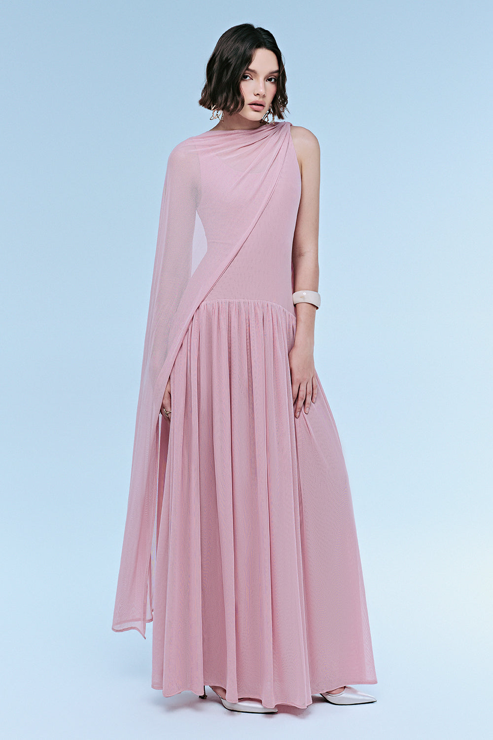 Dahlia Asymmetric Sleeve Maxi Dress