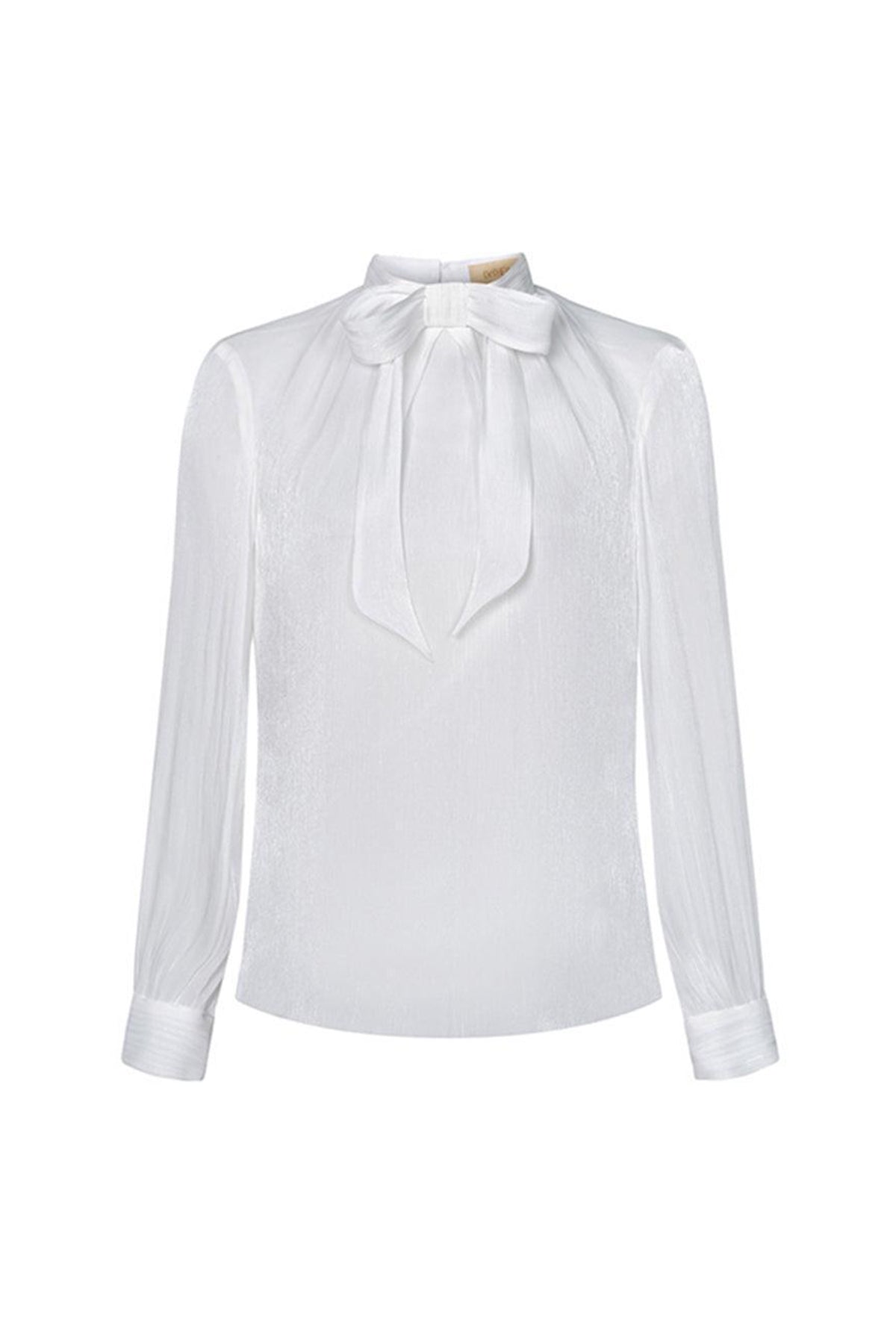 Lamarr Straight Bow Tie Polyester Silk Top