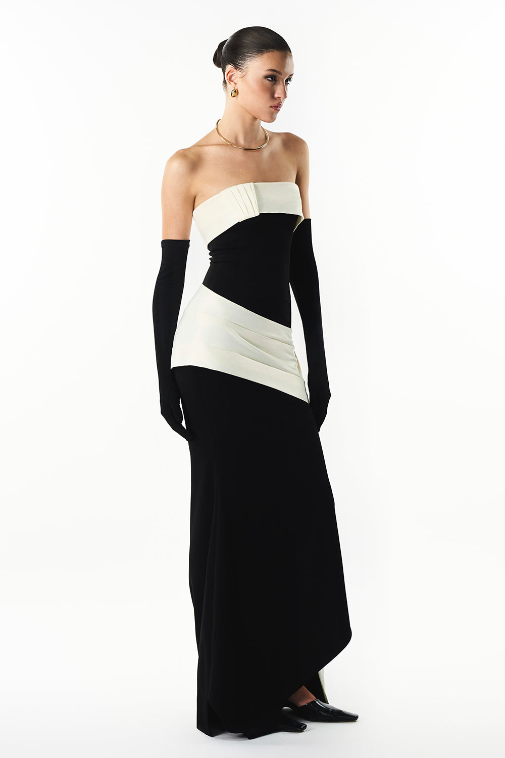 Elaris Straight Across Draped Maxi Dress