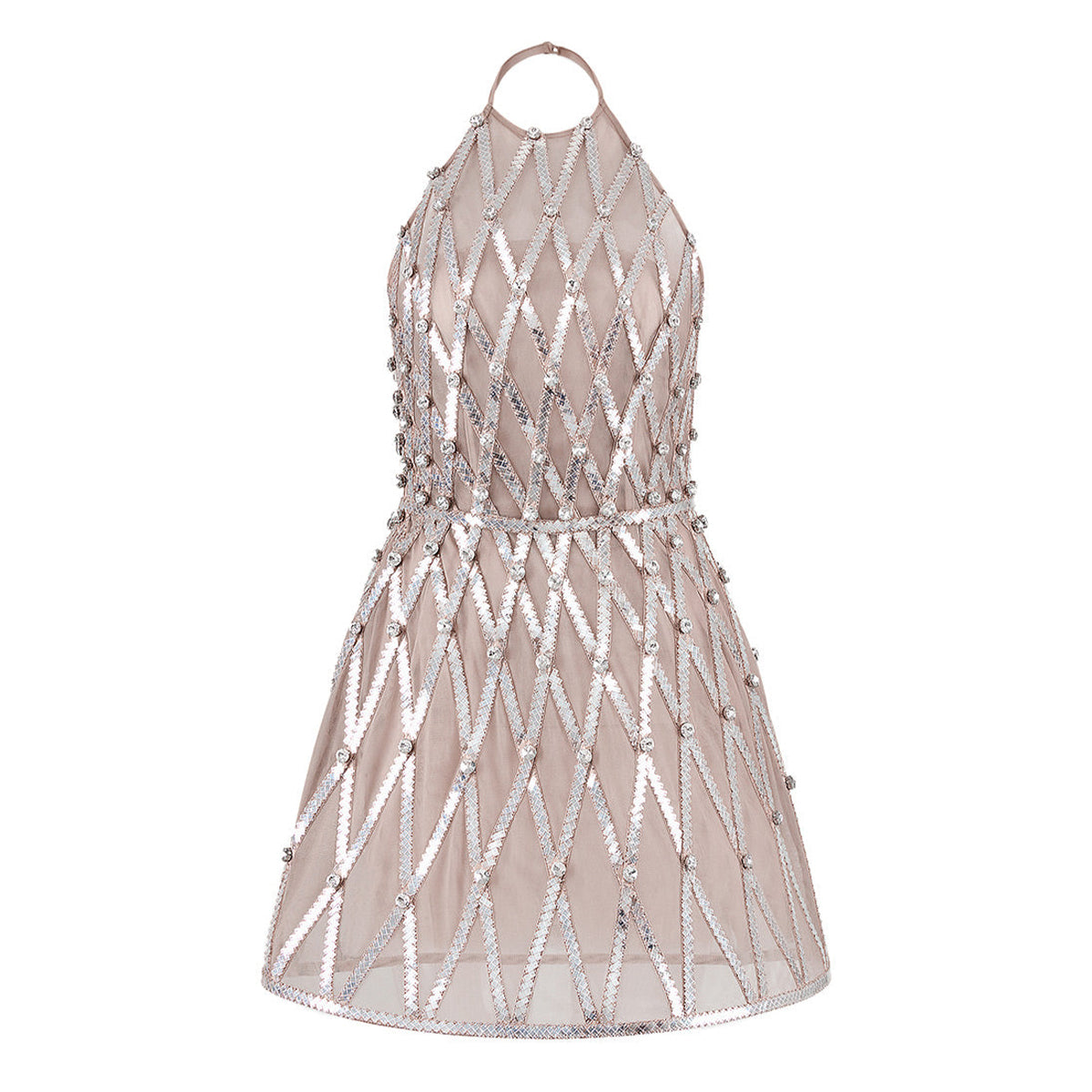 Marilyn A-line Halter Neck Mesh Mini Dress