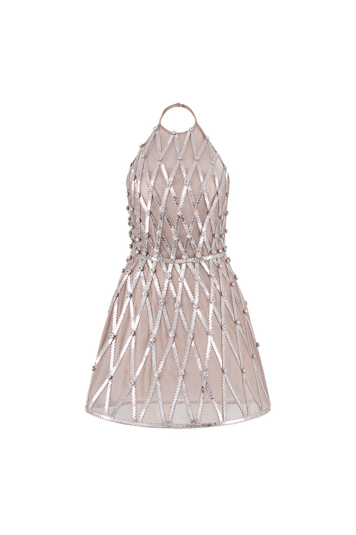 Marilyn A-line Halter Neck Mesh Mini Dress