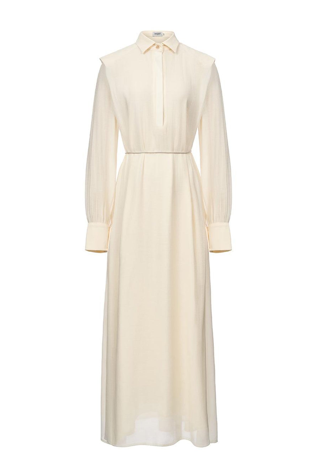 Ophelia Peplum Cuff Sleeved Crinkle Chiffon Ankle Length Dress