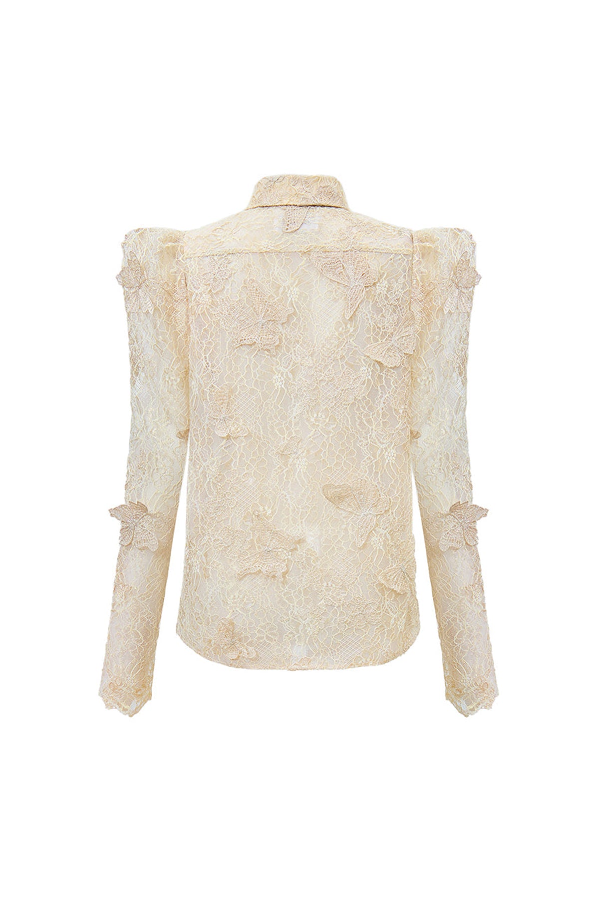 Butterfly Reverie Straight Leg Of Mutton Sleeved Tulle Shirt