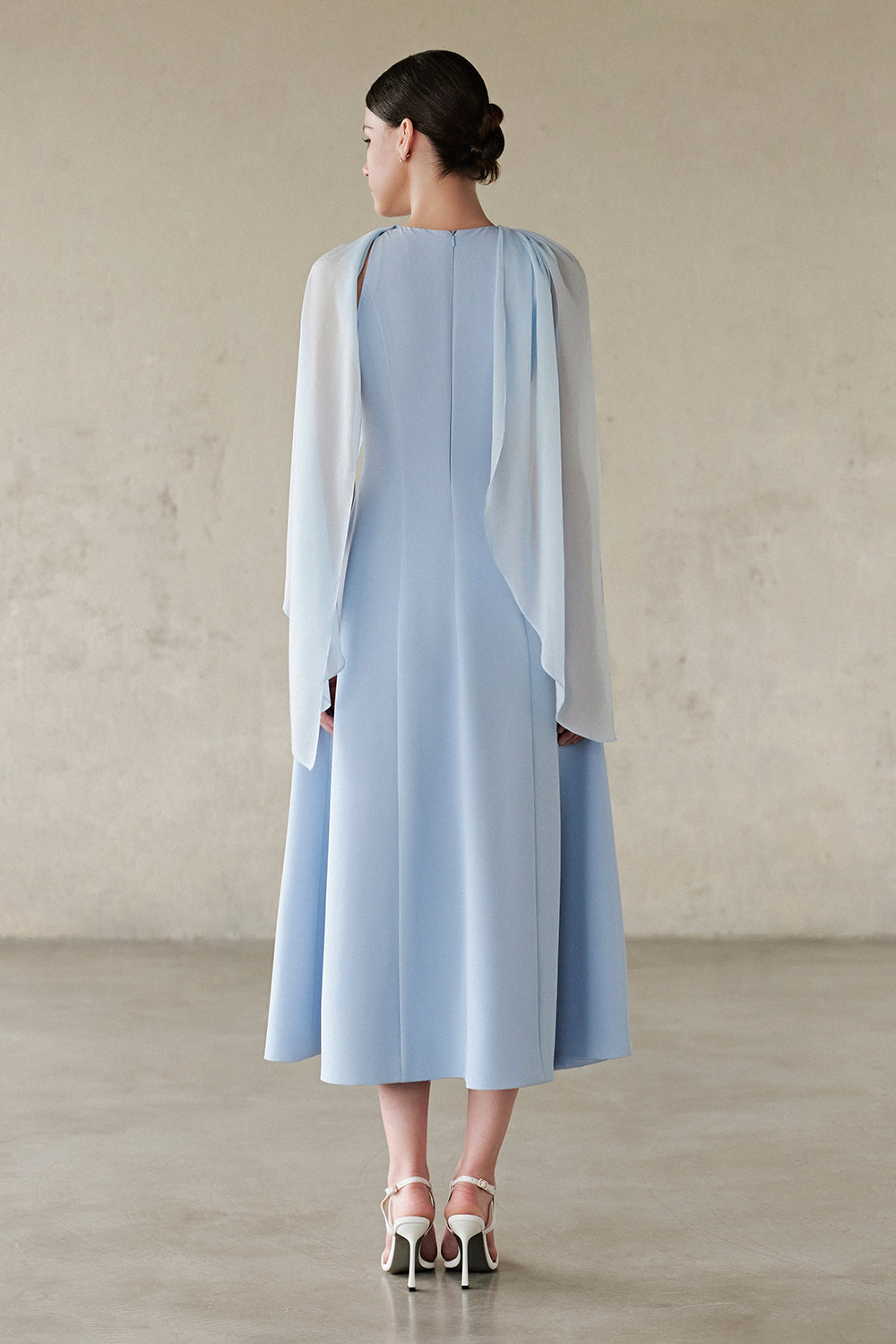 Sera Cape Sleeve Cotton Midi Dress