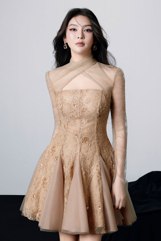 Keira Crossover Draped Mini Dress