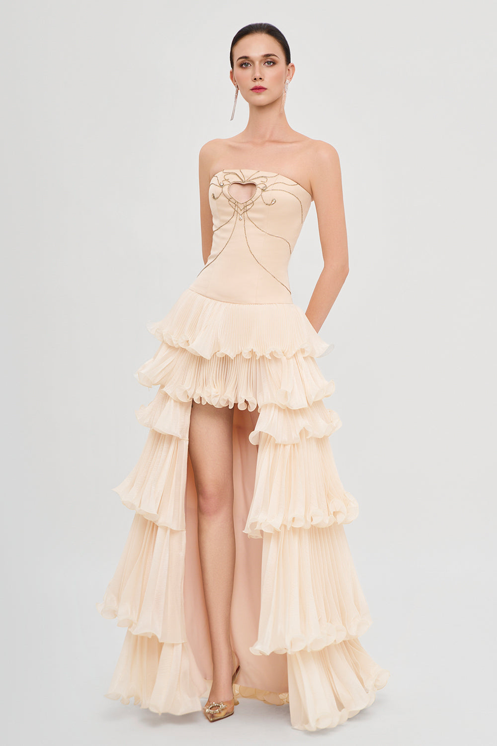 Eternal Bloom Straight Across Pleated Maxi Dress