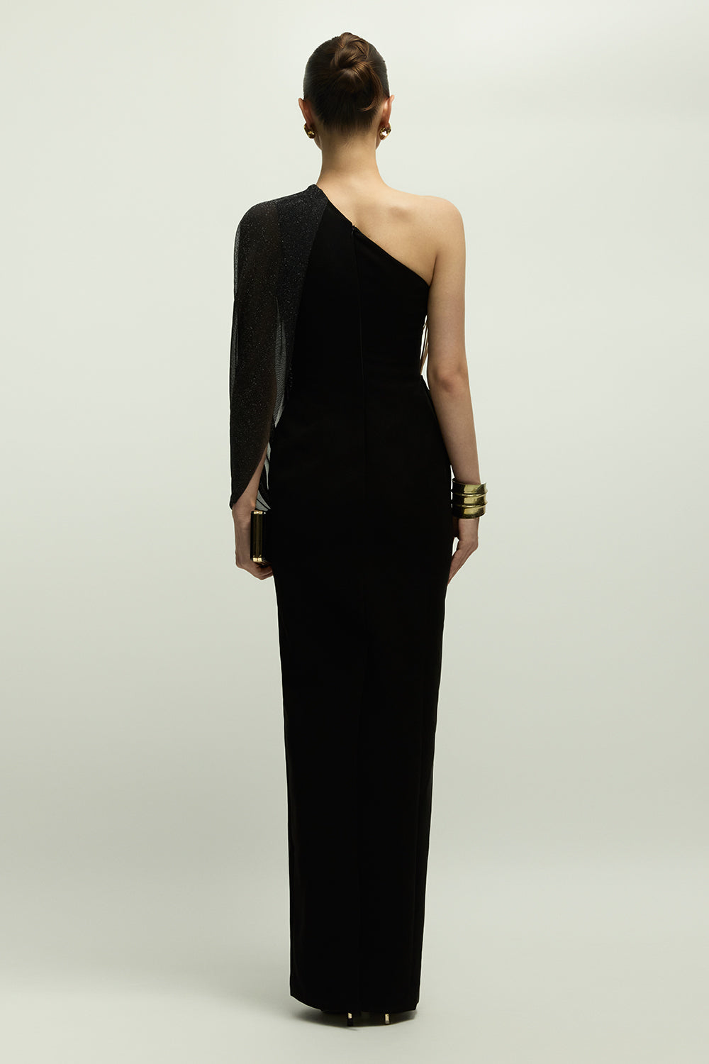 one shoulder chain dress Black One Shoulder Maxi Dress