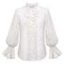 Juliette Straight Poet Sleeved Polyester Silky Linen Shirt