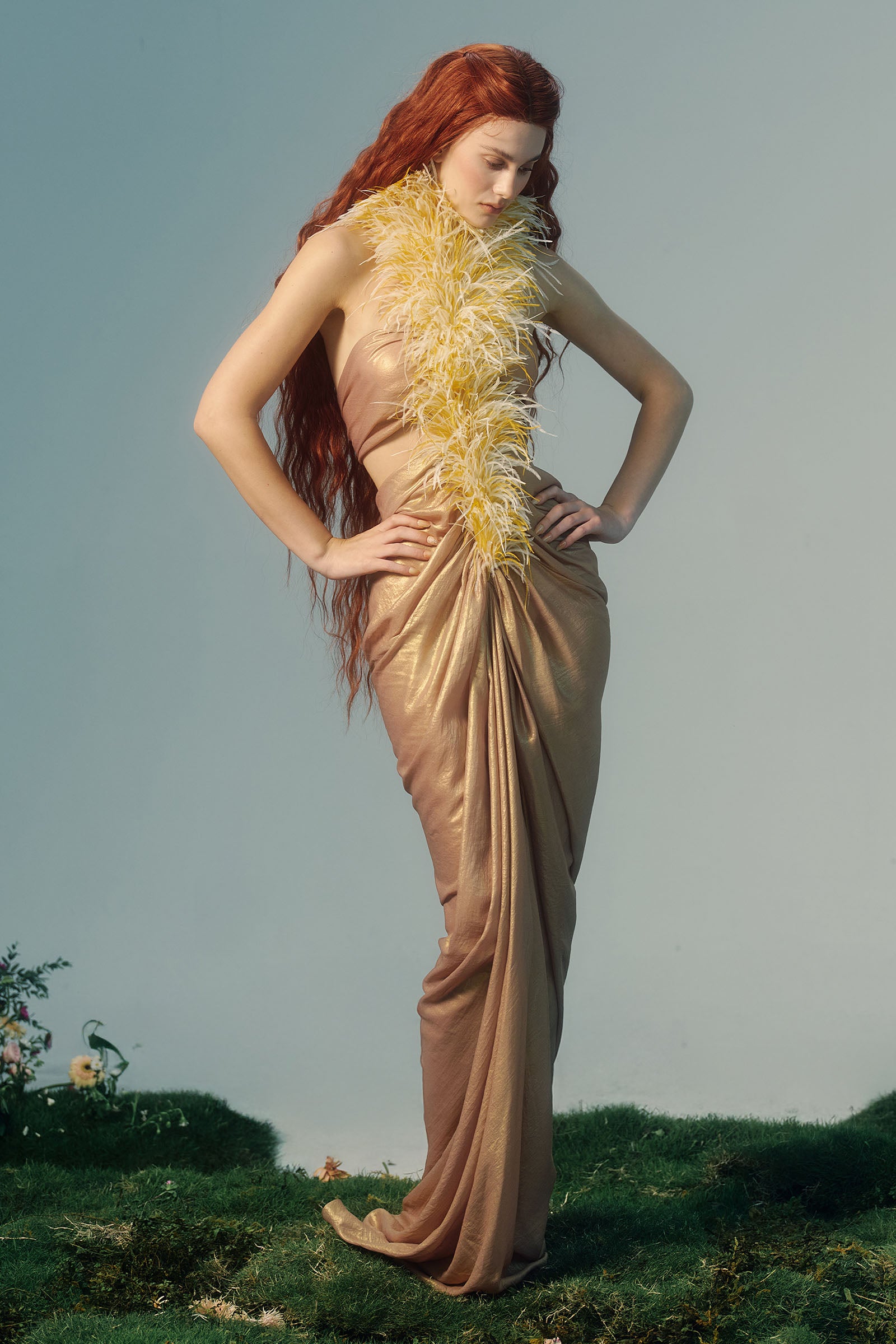 Chryseis Feather Maxi Dress