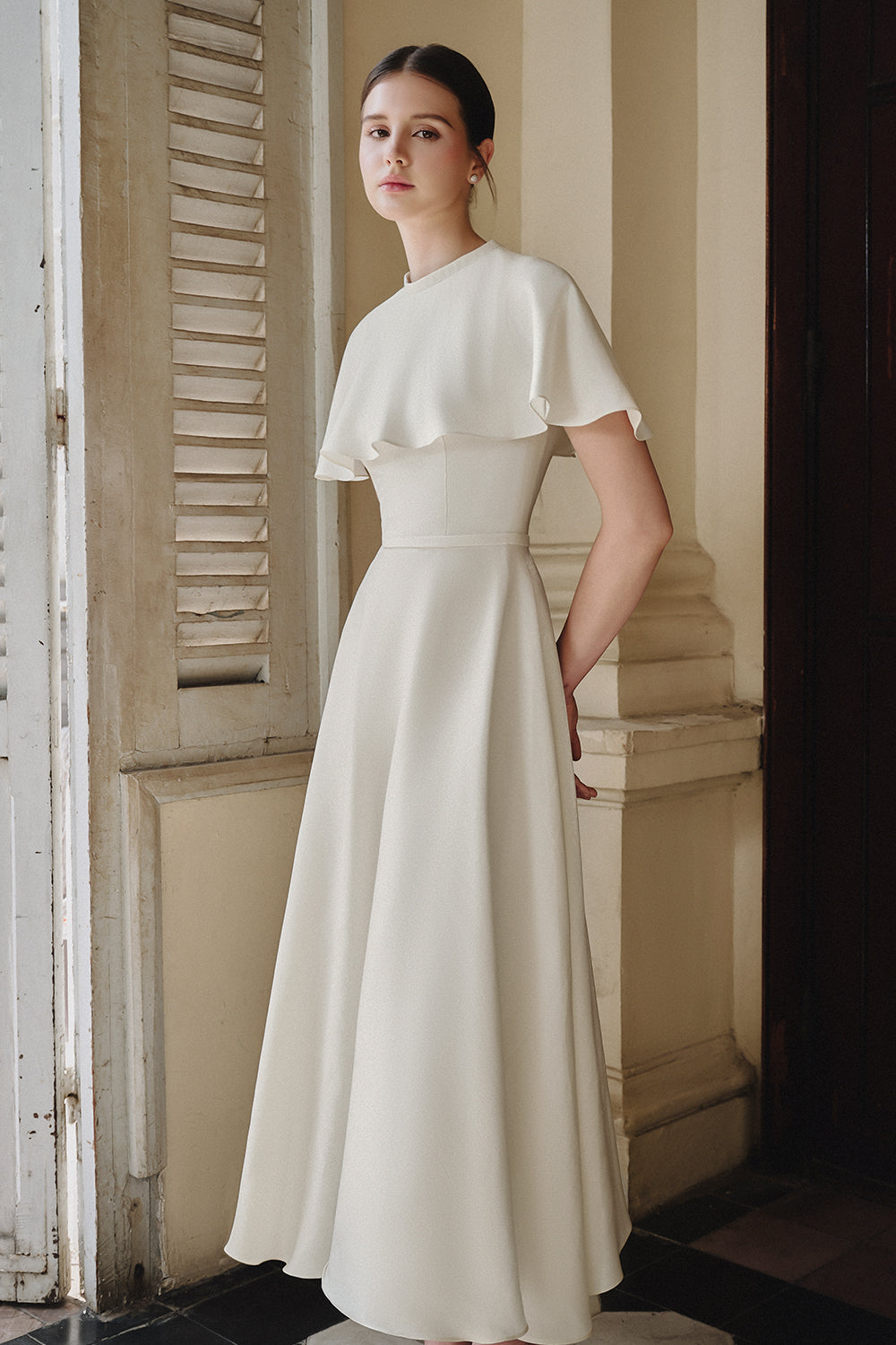 cape midi dress for wedding OPHELIA STRAPLESS SEQUIN GOWN WITH CAPE | CULT MIA