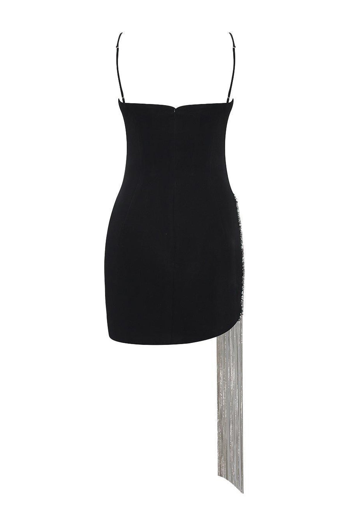 Lorela Asymmetric Semi-Heart Neck Crepe Mini Dress