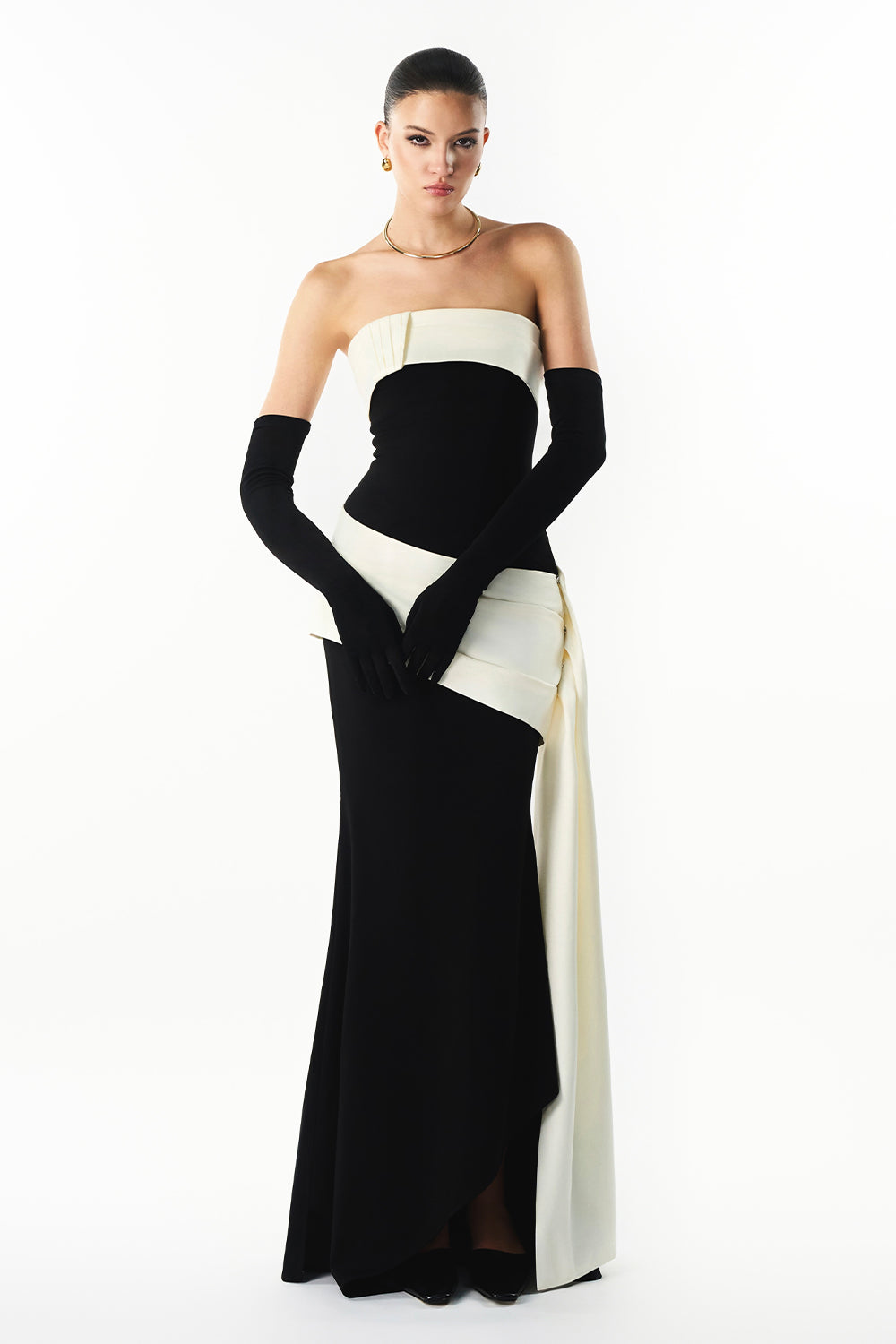 Elaris Straight Across Draped Maxi Dress