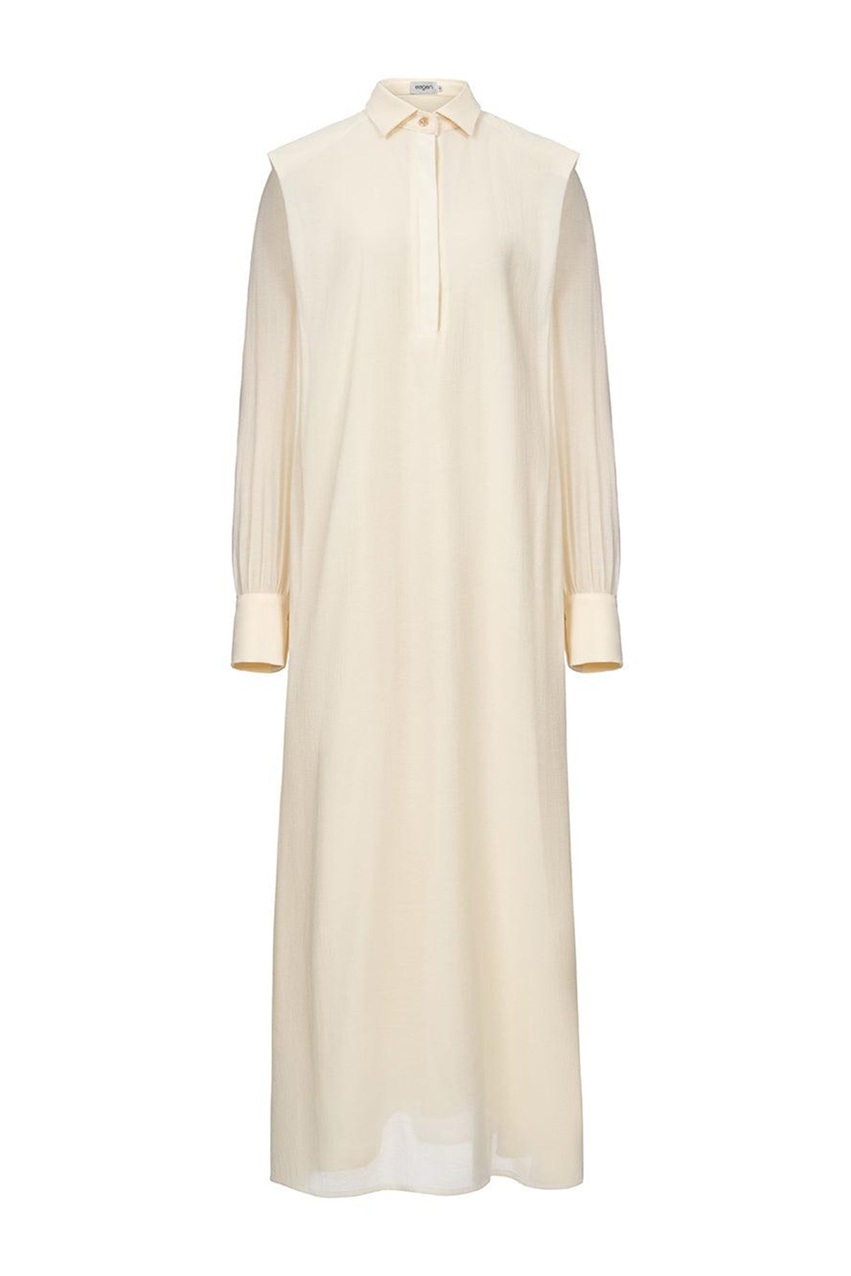 Ophelia Peplum Cuff Sleeved Crinkle Chiffon Ankle Length Dress